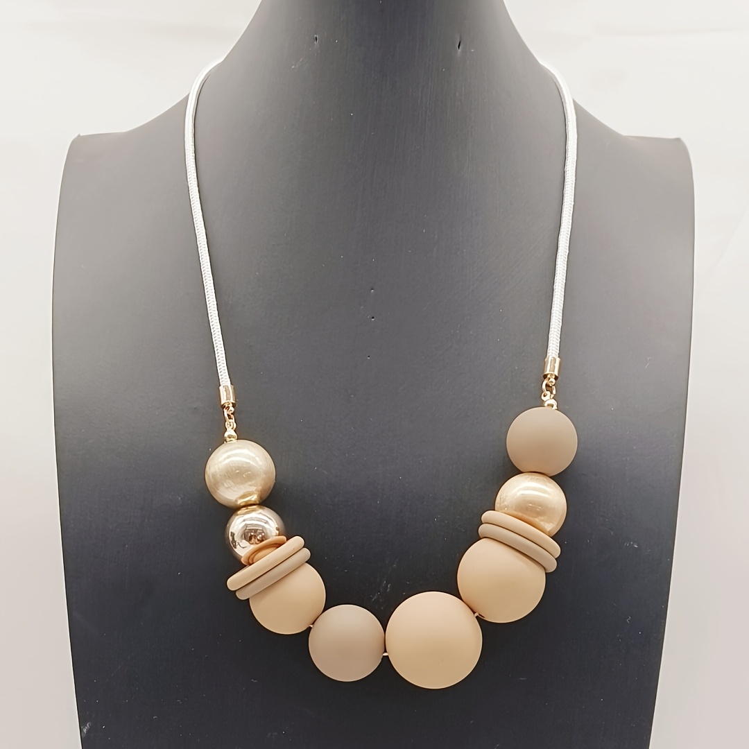 Boho Geometric Bead Necklace with Cord